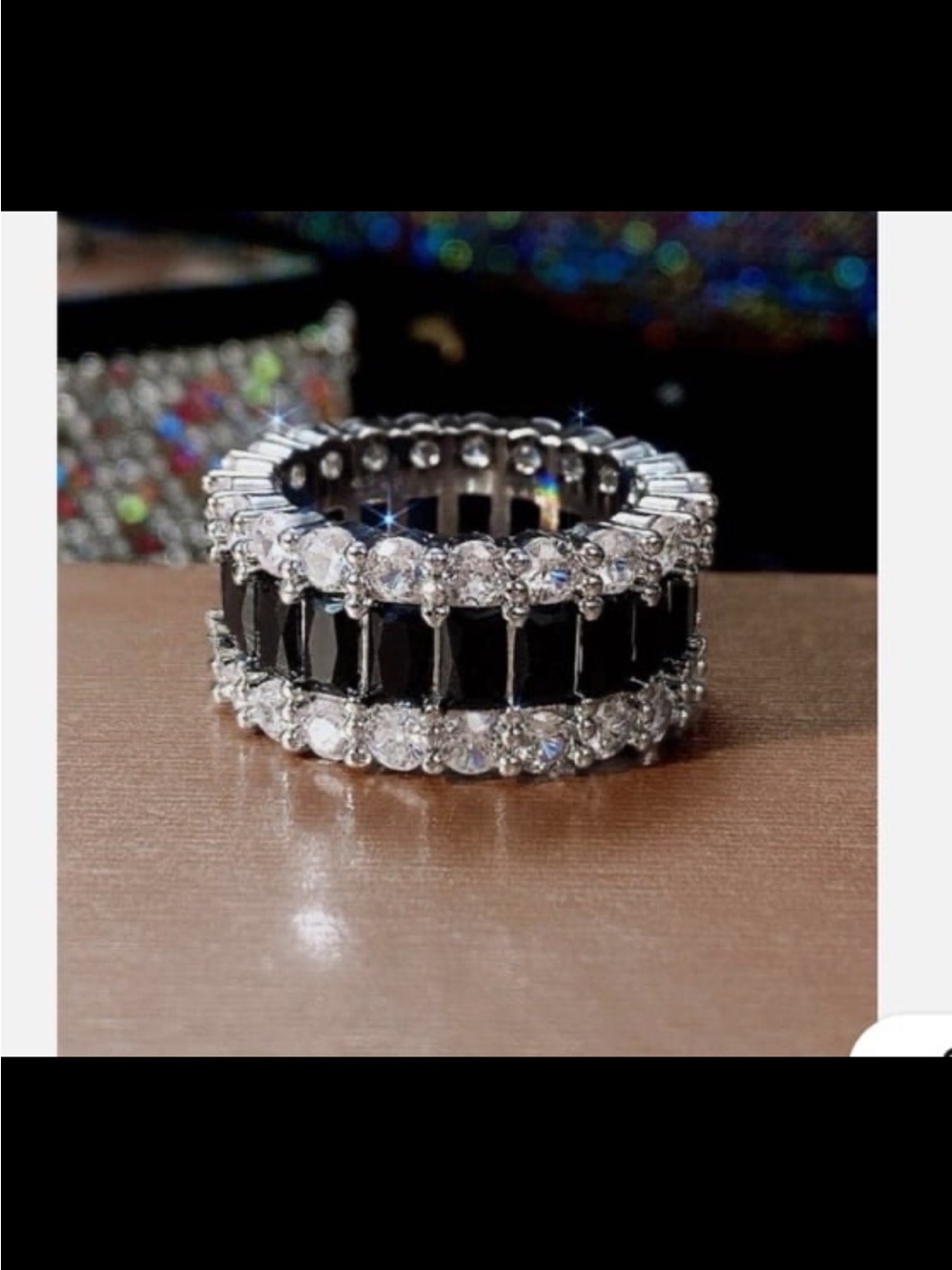 Eternity 35.14TCW Black Onyx & Simulated Sapphire Engagement ring #488